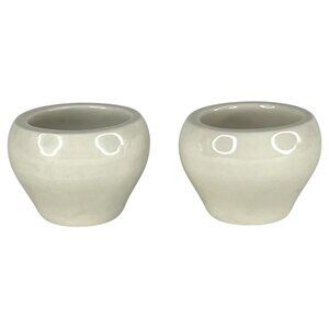 2 Vintage Hall China Open Salt Cellars White Ceramic Made In USA 1153 Dip Set